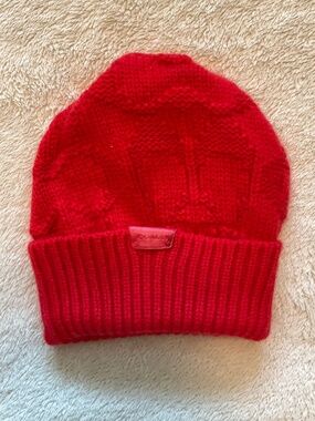 Coach wool and cashmere blend knit beanie hat for babies/toddler in red